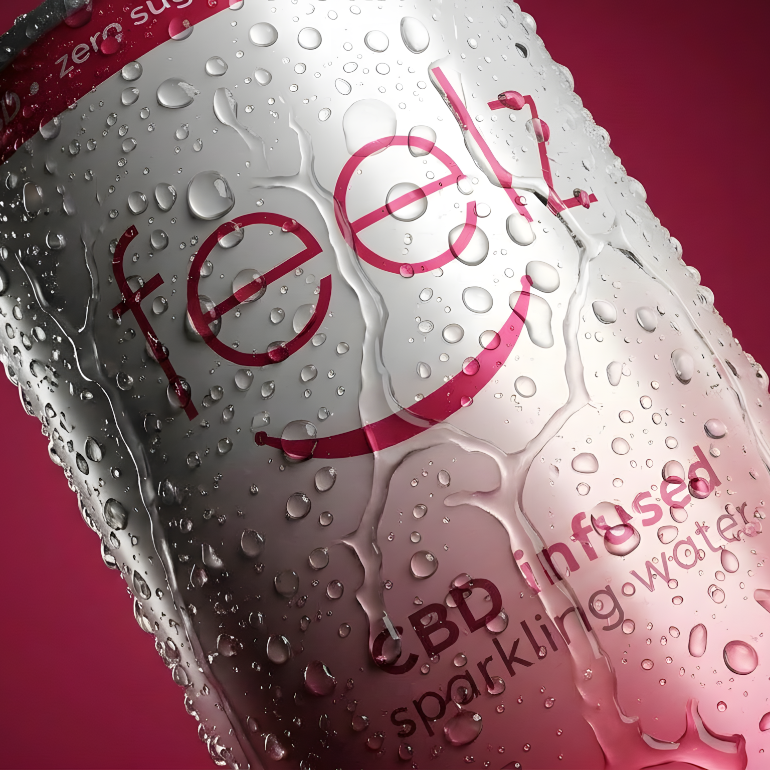 Feelz CBD Enhanced Sparkling Water pink can packaging